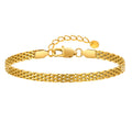 Alin Italian 4mm Mesh Link Chain 18K Gold Plated Stainless Steel Bracelet for Women