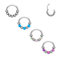 Hot Sale ASTM F136 Titanium Hinged Segment Septum Hoop Captive Opal Bead Nose Ring Ear Helix Tragus Labret Body Piercing Jewelry