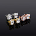 CZ Big Stone Gold Rose Gold 3A Zircon Micro Pave Round Hip Hop Women Bling Bling Simple Women Earrings Stud
