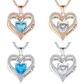 SPJ S925 Sterling Silver Necklace for Women Heart Pendant Rose Gold Plated Fashion Jewelry Birthday Valentines Mothers Day Gifts