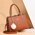 Bag Women's Solid Color Fashionable Plush Ball Pendant Women's Shoulder Crossbody Handbag