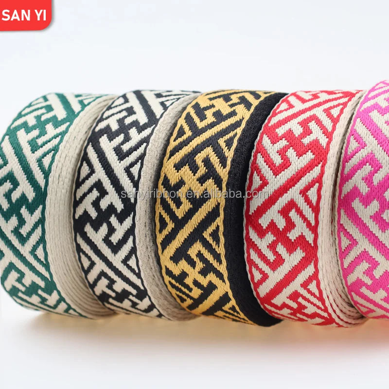 2 Inches Wider Sustainable Jacquard Webbing Tape 50mm Thick Ribbon Fabric Crossbody Strap Accessories