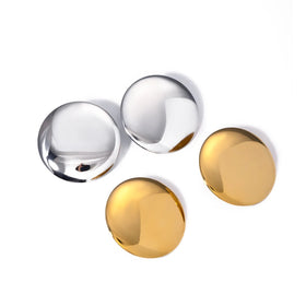 ERESI New Design Big Female Jewelry High Polish 18K Gold Plated Stud Earrings Stainless Steel Smooth Big Round Chunky Earring
