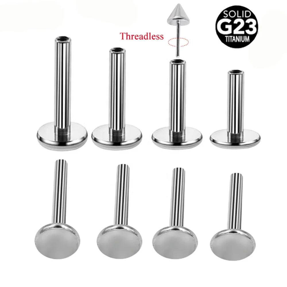 G23 Titanium 20/18/16G Threadless Labret Bar Parts Push in Lip Piercing Post Shaft Replacement Accessory Wedding Unisex