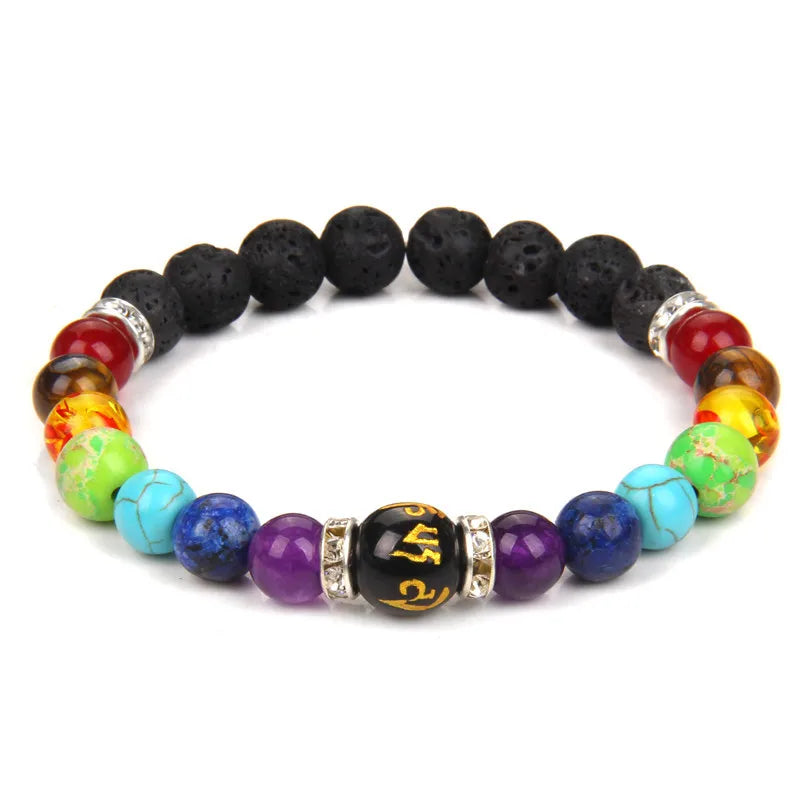 SC Men Women Natural Crystal Healing Anxiety Jewellery Mandala Yoga Meditation Bracelet Trendy Charm 7 Chakra Beaded Bracelet