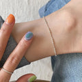 Invisible Sparkle Anklet Dainty 925 Sterling Silver Bead Chain a Moving River of Light for Your Ankle Minimalist Foot Jewelry