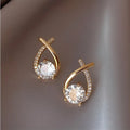 Korean Style Fashion Jewelry Earrings Zircon Crawler Earrings Water Drop Shape Shinny Cross Zircon Earrings for Woman