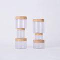 100 200 300 500 1000 ml Wide Mouth Plastic Cans Jars with Wood Grain Cover PET Transparent Plastic Pot Food Packaging Containers