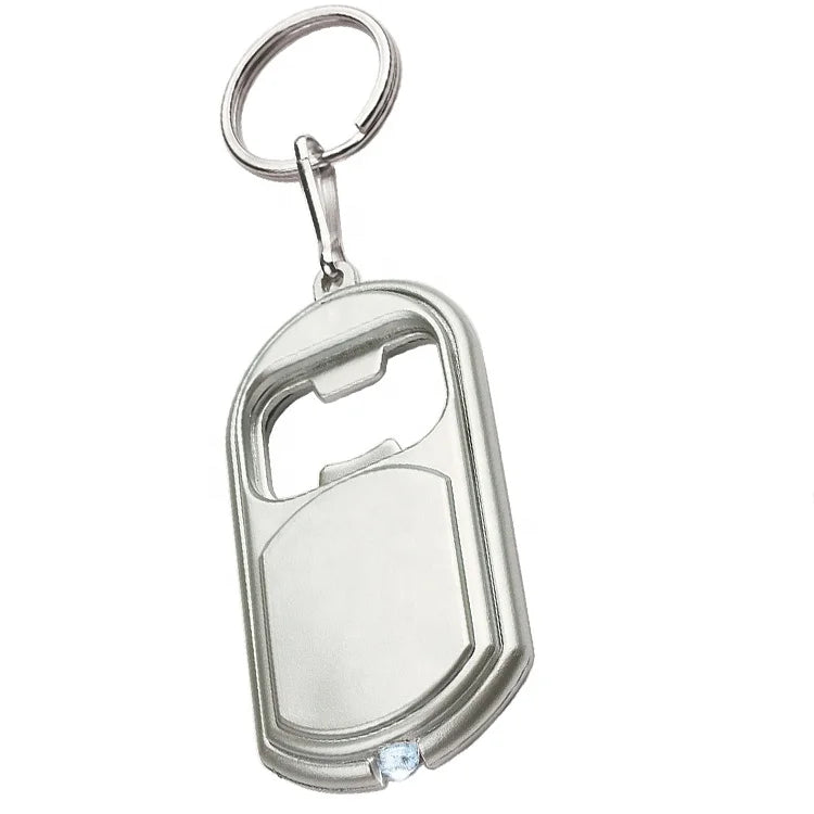 Multi Functional  Metal Key Chains Custom Made Key Ring Holder Bottle Opener  Stainless Steel Keychain with LED  Flashlight