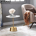 WISEMAX FURNITURE Living Room Sofa Side Metal Corner Table Cafe Shop High-low Round Solid Wood Coffee Table for Hotel Home Room