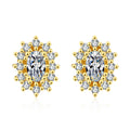 Luxury Bridal Earrings Fashion S925 Sterling Silver Gem Stud Earrings Silver Plated 18K Gold Charm Stud Earrings for Women