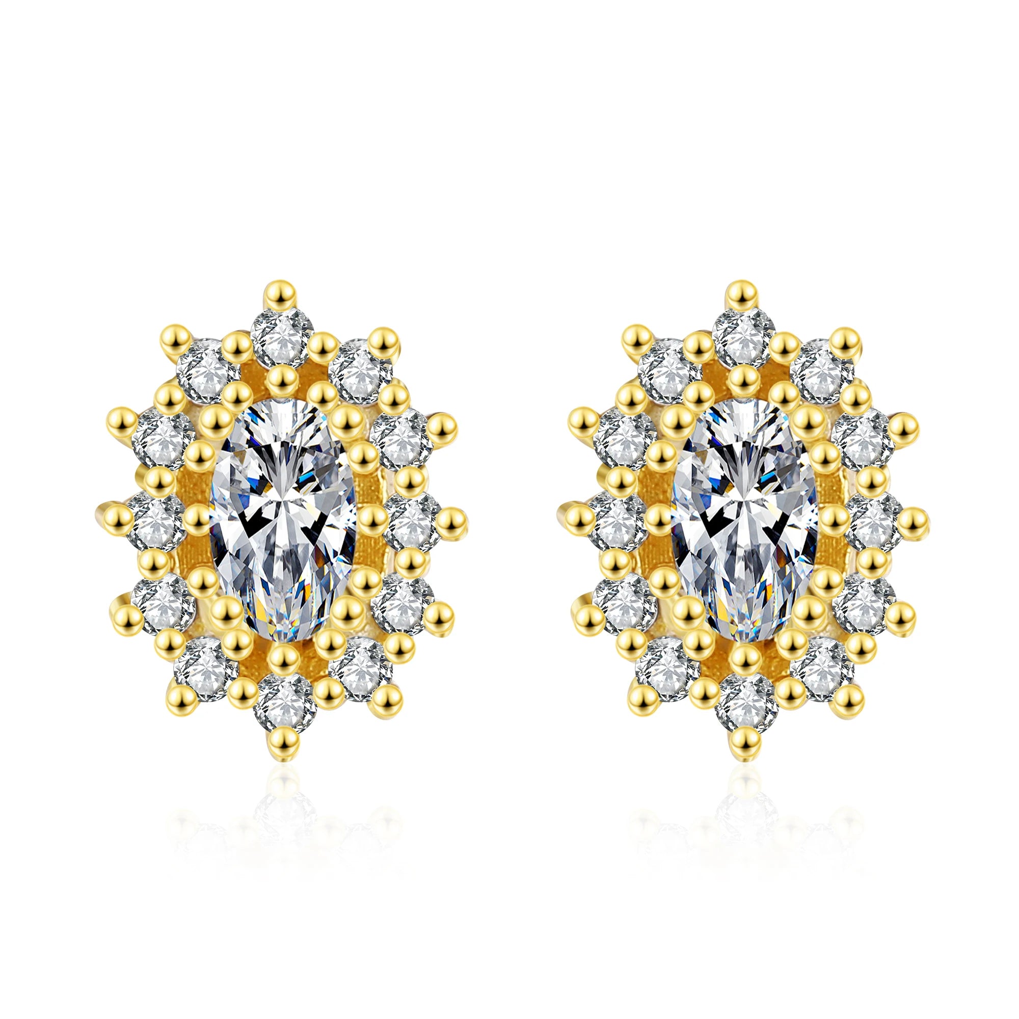Luxury Bridal Earrings Fashion S925 Sterling Silver Gem Stud Earrings Silver Plated 18K Gold Charm Stud Earrings for Women