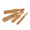 4 Pcs Bamboo Spurtle Set Kitchen Tools Stirring Mixing Serving Slotted Spurtle Spatula Wooden Cooking Utensils Set