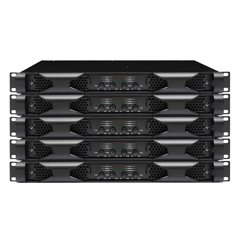K4-800 Professional 4-Channel Audio Power Amplifier 800W Black Class D with Metal Shell