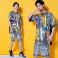New Adult Men's Jazz Suit Performance Costume Modern Sequin T-shirt Dance Performance Costume