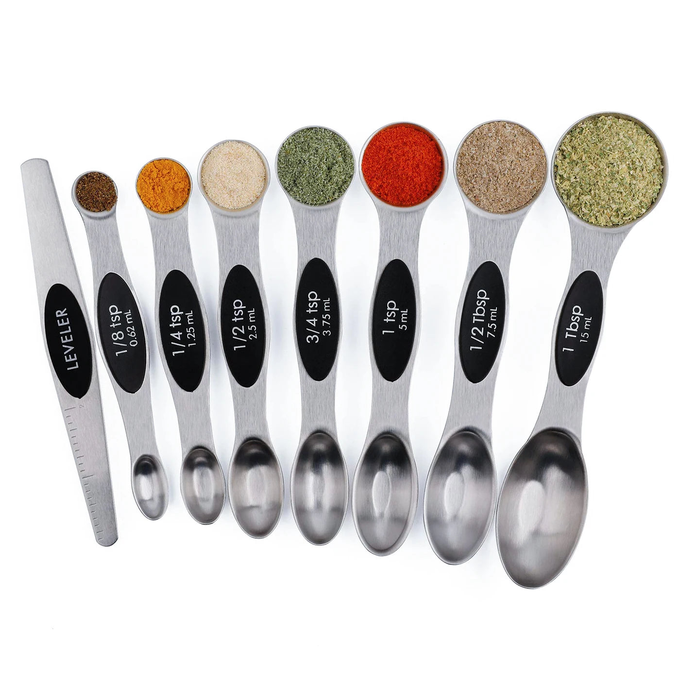 Wholesale 8pcs Eco-Friendly Stainless Steel 304 Magnetic Double Measuring Spoon Set Stackable Tool with Lever