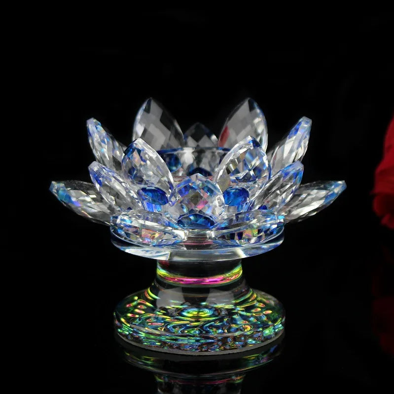 Colorful Crystal Lotus Flower Candle Holder for Home Decoration MegaBDM