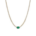 LOZRUNVE 925 Sterling Silver 14k 18k Gold Emerald Oval Heart Centre Tennis Necklace Choker Luxury Jewelry