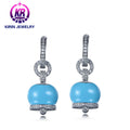 Wholesale Fashion Gemstone Jewelry Light Blue Enamel 3A White Cubic Zirconia Earring Eardrop for Women