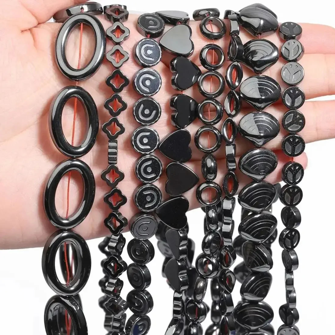 17 Shape Natural Black Hematite Stone Beads Heart Round Irregular Loose Beads for Jewellery Making DIY Bracelet Earrings 15inch