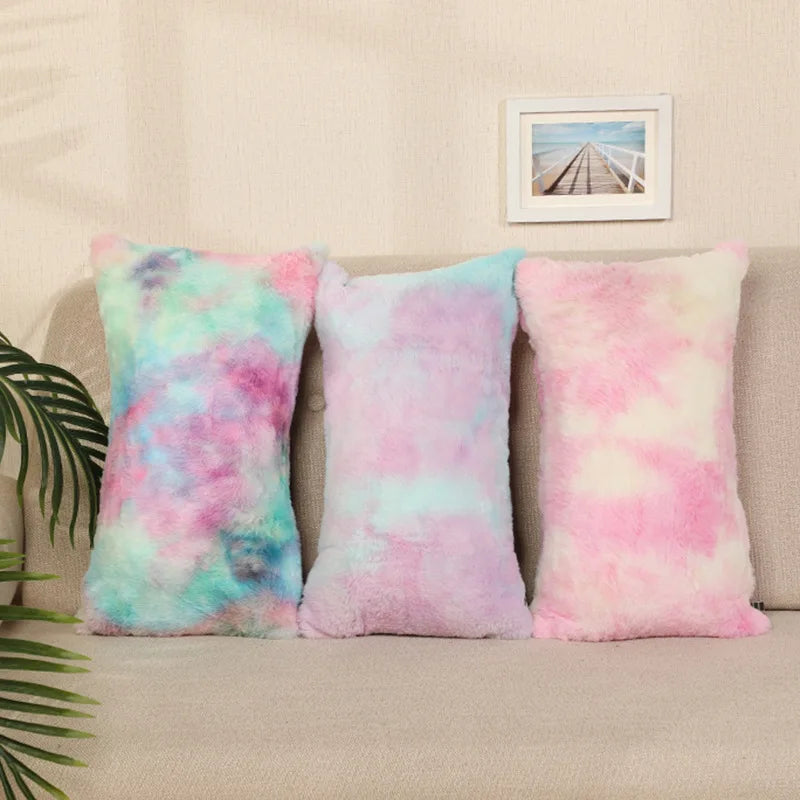 Wholesale Nordic Style Tie Dye Plush Pillows Sofas Nap Pillow Cover Pillowcases Internet Famous Cushion Cover Customizable