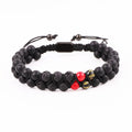 New Design 6mm Natural Stone Matte Onyx Tibetan Buddhism Beads Double Layer Woven Custom Macrame Bracelet JBS12038