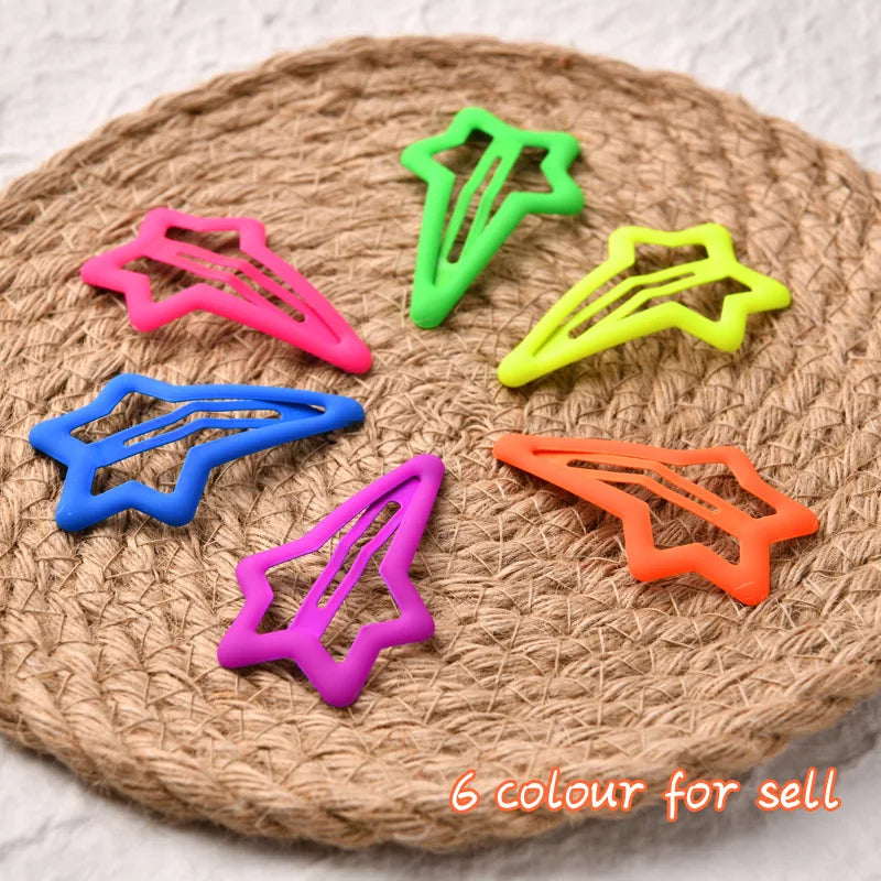 7CM Hot Sale Girls Neon Color Star Hair Bobby Clip for Kids Hair Accessories
