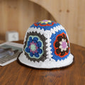 2024 Handmade Crochet Flower Bucket Hat Panama Caps Design Knitted Wool Beanie Hat Hot Sale Beach Unisex Adults Warm Hat