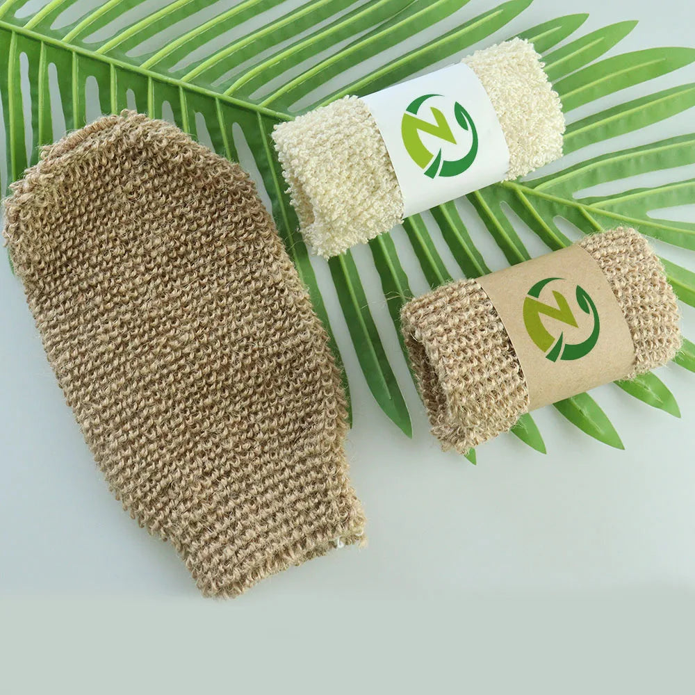 Eco Friendly Deep Clean Skin Body Bath Scrubber Mitt Dead Skin Hemp Sisal Body Exfoliate Glove Bamboo Charcoal Shower Gloves