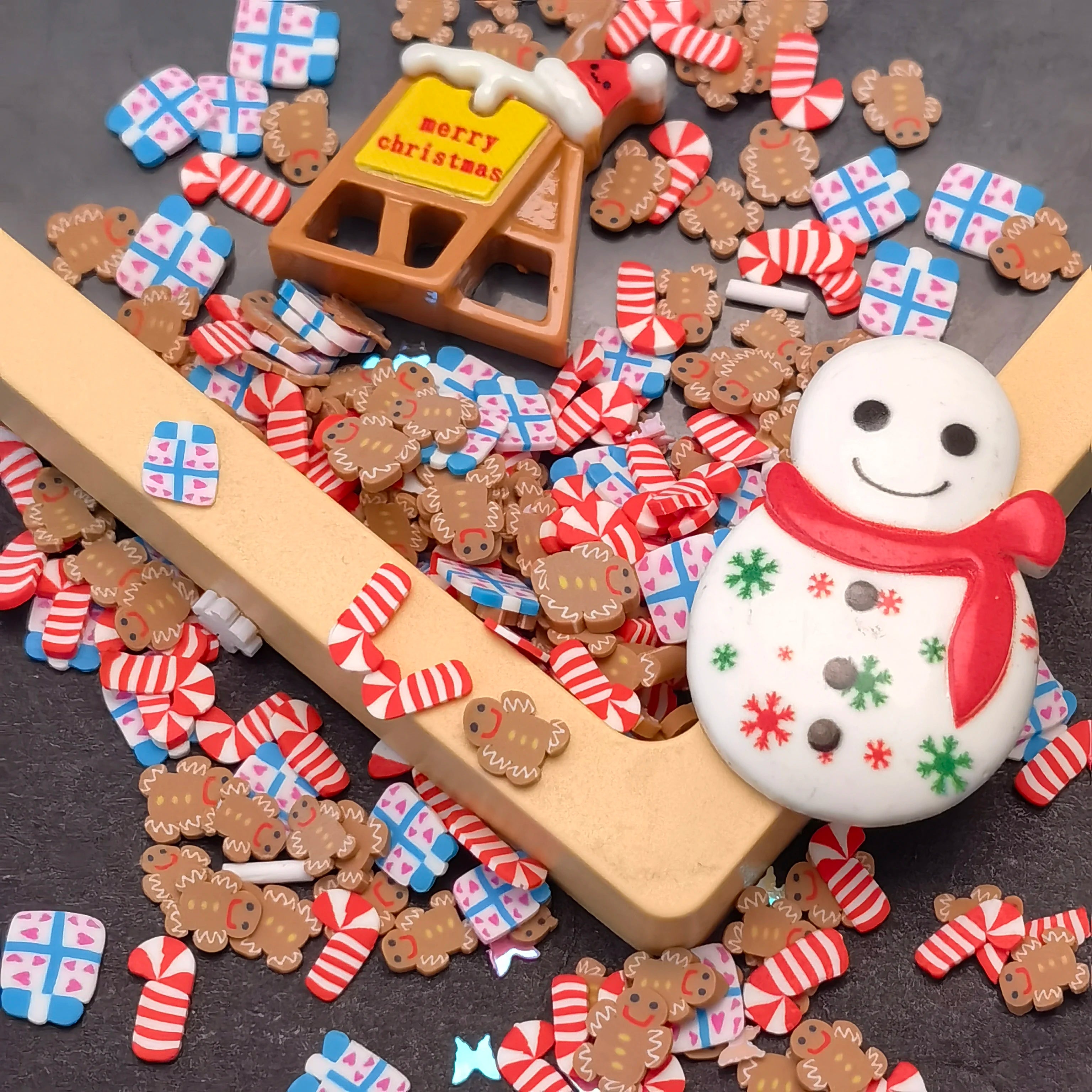 1000g Large Pack Polymer Clay Slices Christmas Series Soft Clay Sprinkles Candy Cane Gift Box Snowman Crafts for Holiday DÃ©cor