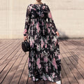Loriya Ladies Abaya Chiffon Pleated Muslim Long Dress Women Causal Dress Summer Abaya Muslim Women Dress