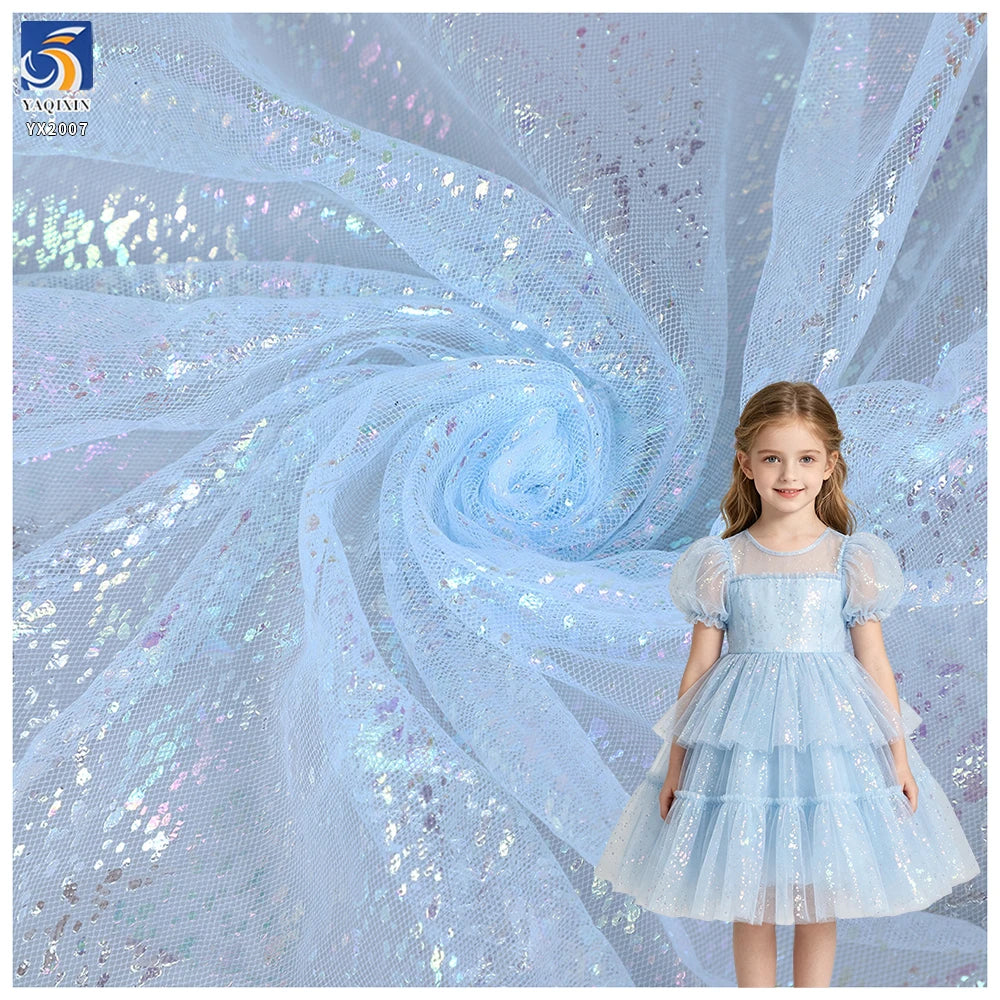 Sparkling Iridescent Glitter Tulle Fabric Shiny Confetti Dots Organza Mesh Fabric for DIY Crafts Wedding Dress Backdrop MegaBDM
