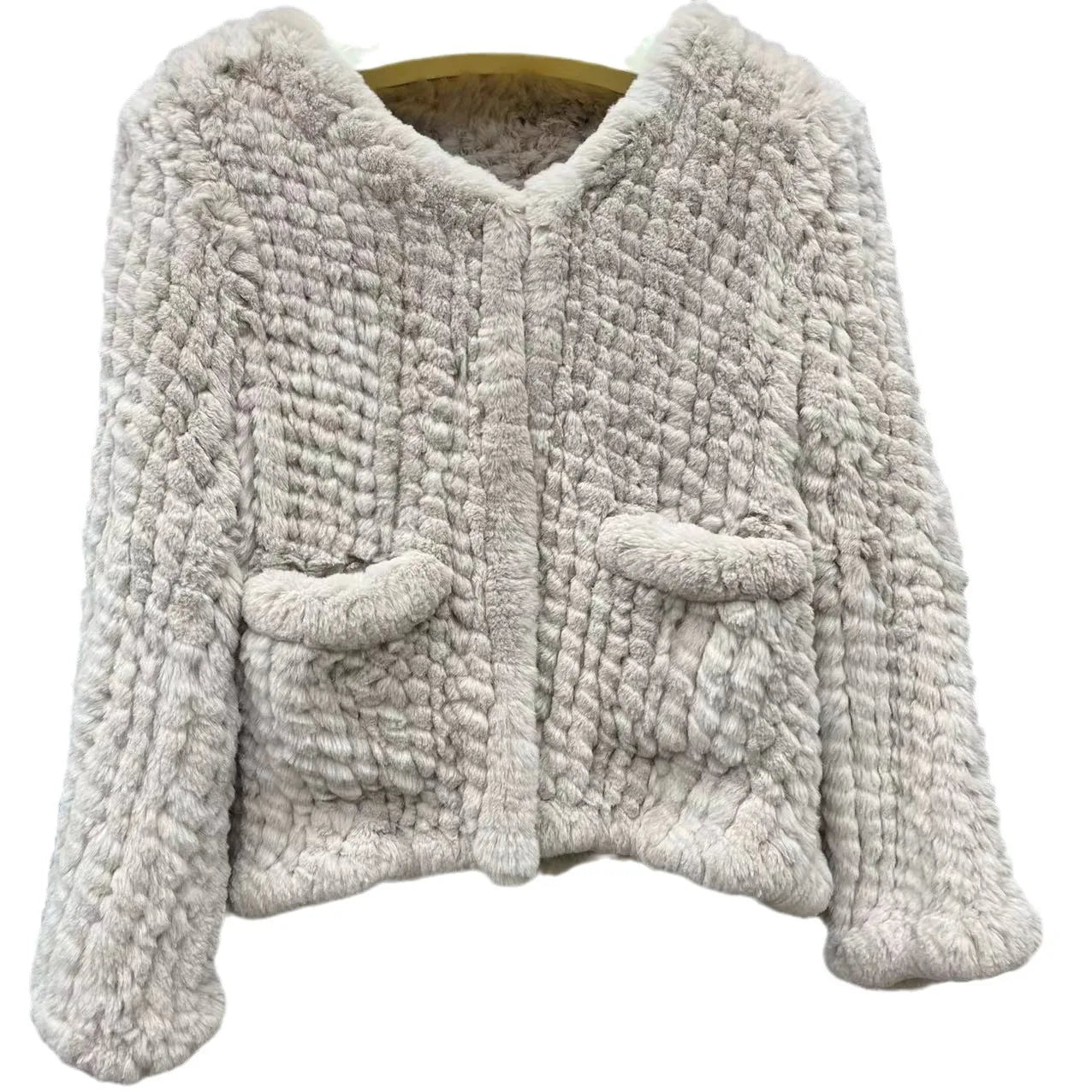 Real Rex Rabbit Fur Knitted Jackets Winter Warm Real Fur Coat Hand Made Fur Fashion Coats