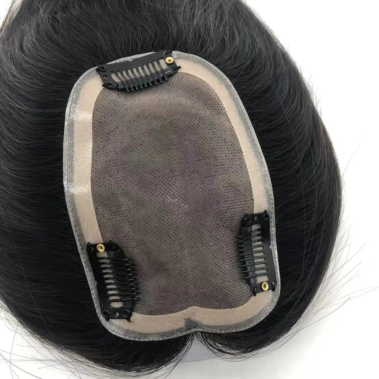 LONGFOR Indian Remy Human Hair Toupee for Women-Silk Base Closure Straight Style Hand Tied 10 Inches 100% Density Right/Left