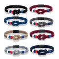 Charm Fashion Sport Camping Nylon Rope Bangles Flag Stainless Steel Magnetic Clasp Bracelet for Couple Jewelry Friendship Gifts