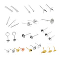 S925 Sterling Silver Flat Round Pad Earring Post Blank Peg Pearl Cup Stud 4 Prong Earring Post DIY Jewelry Findings Components