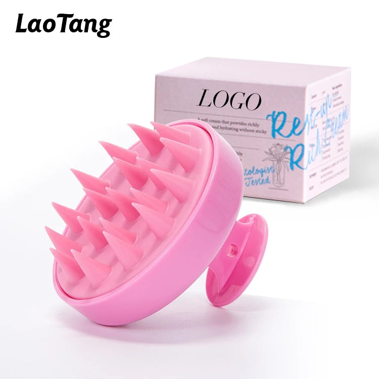 Custom Logo Box Packaging Manual Hair Scalp Massager with ABS Handle Non-Static Head Shampoo Brush Compact and Vent Feature