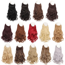 Synthetic 24inch Invisible Hair Wire No Clip Hair Extension Fishing Line Wig Wavy Female False Hair Piece