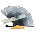New Design Sakura Black Bamboo Hand Folding Fans With Tassels for Summer Goods
