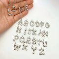 Necklace Pendant Wholesale Fashion Accessories Silver Plated Brass Copper Initial Zircon Letters Charms for Jewelry Making