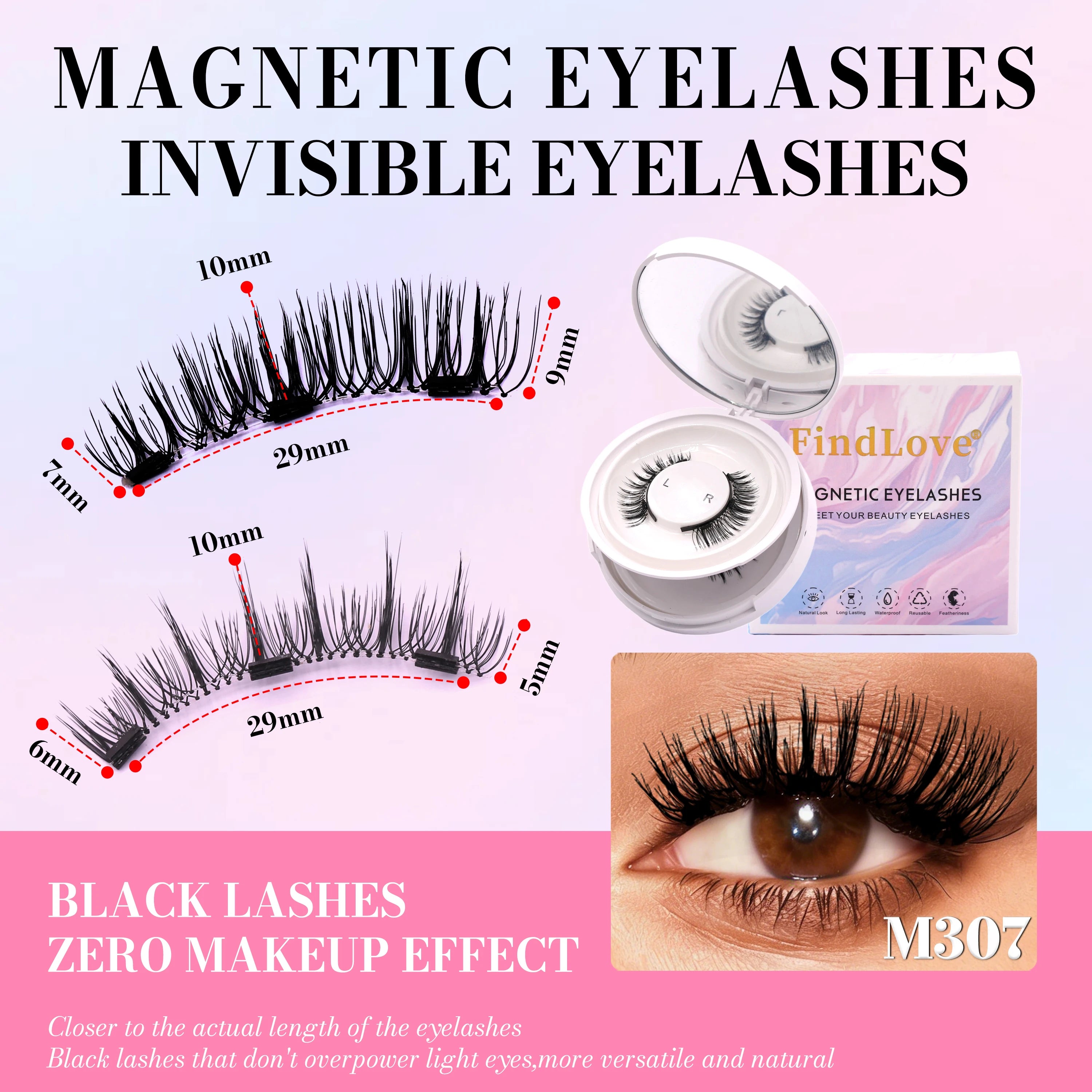 Wholesale Custom Logo Magnetic Eyelashes Kit With Applicator Two Pairs Waterproof Quantum Magnetic False Eyelashes No Glue Set