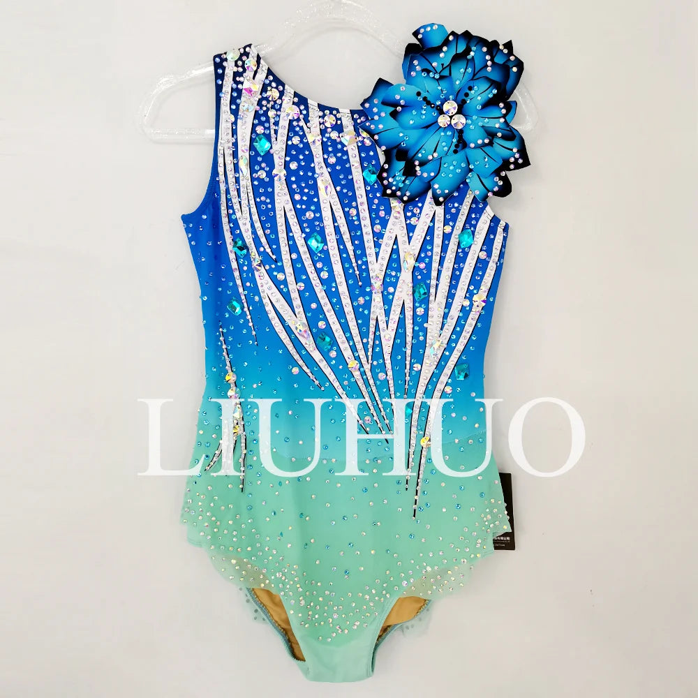 For LIUHUO Customizable Blue Professional Performance Gymnastics Leotard Artistic Gymnastics Training & Competition for Children