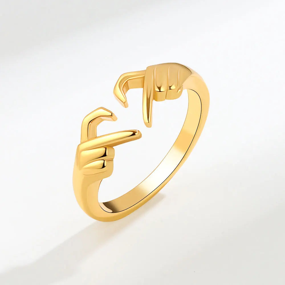 2022 Fashion Gold Plated Rings Palm Couple Adjustable Rings  Romantic Heart Rings for Women