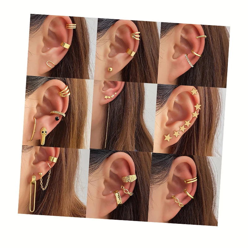 Retro New Design Snake Shape Star Tassel Chain Earrings for Women Jewelry