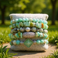 Beautiful Elastic 5pcs Women Jewelry Natural Gemstone Crystal Glass Druzy Bracelet Pyramid Stack Bracelets Set