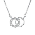 Fine Jewelry Stock Diamond Zircon Double Ring Cross Pendant 925 Sterling Silver Necklace for Women Girls