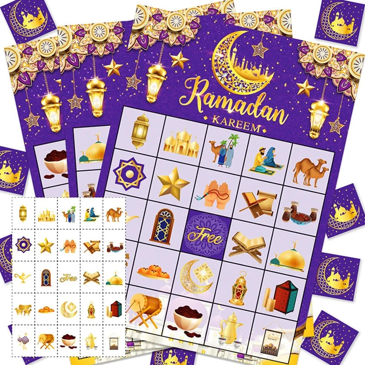 2025 New Arrivals Eid Mubarak Ramadan Kareem Bingo Games Party Decoration for Kids Adults Party Decoration W050