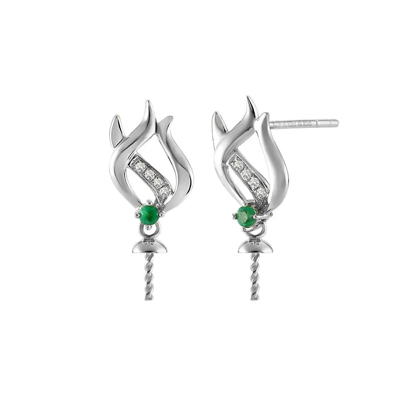 Pearl Earrings 18K Real Gold Diamond Stud Earrings 18k Pure Gold and Silver Jewelry Mountings