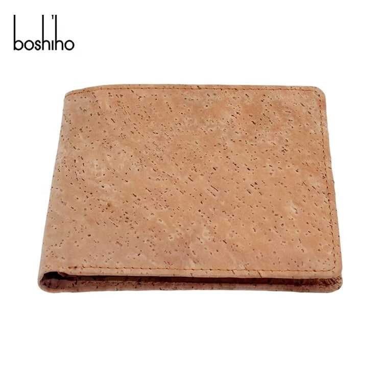 Boshiho Custom RFID Blocking Bifold Slim Wallet Thin Minimalist  Natural Eco Friendly Cork Wallet