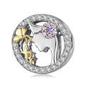 Elegant Woman Round Shape Charm 925 Sterling Silver Bead with CZ for Women Fine Charm Bead Jewelry Bracelet Mother's Day Gift